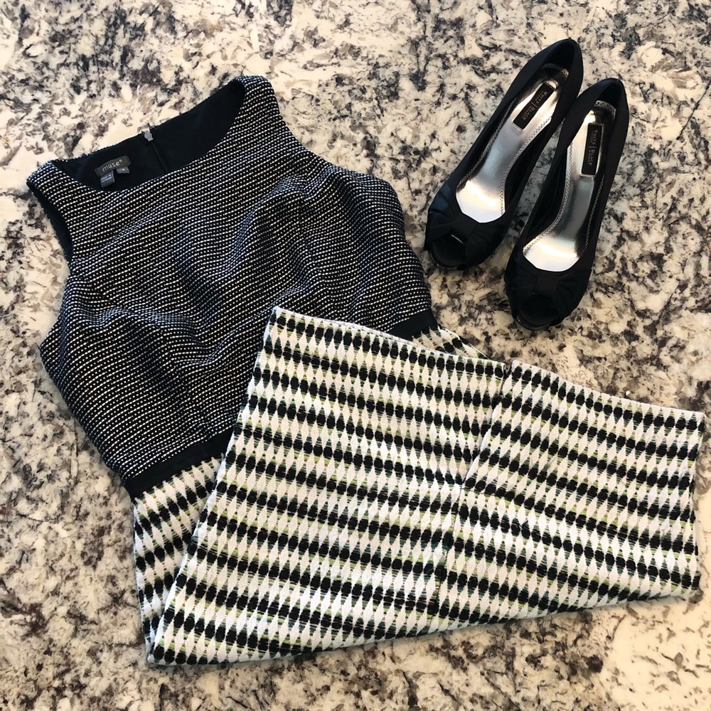 Muse Autumn Dress, blue green, sleeveless, size 2